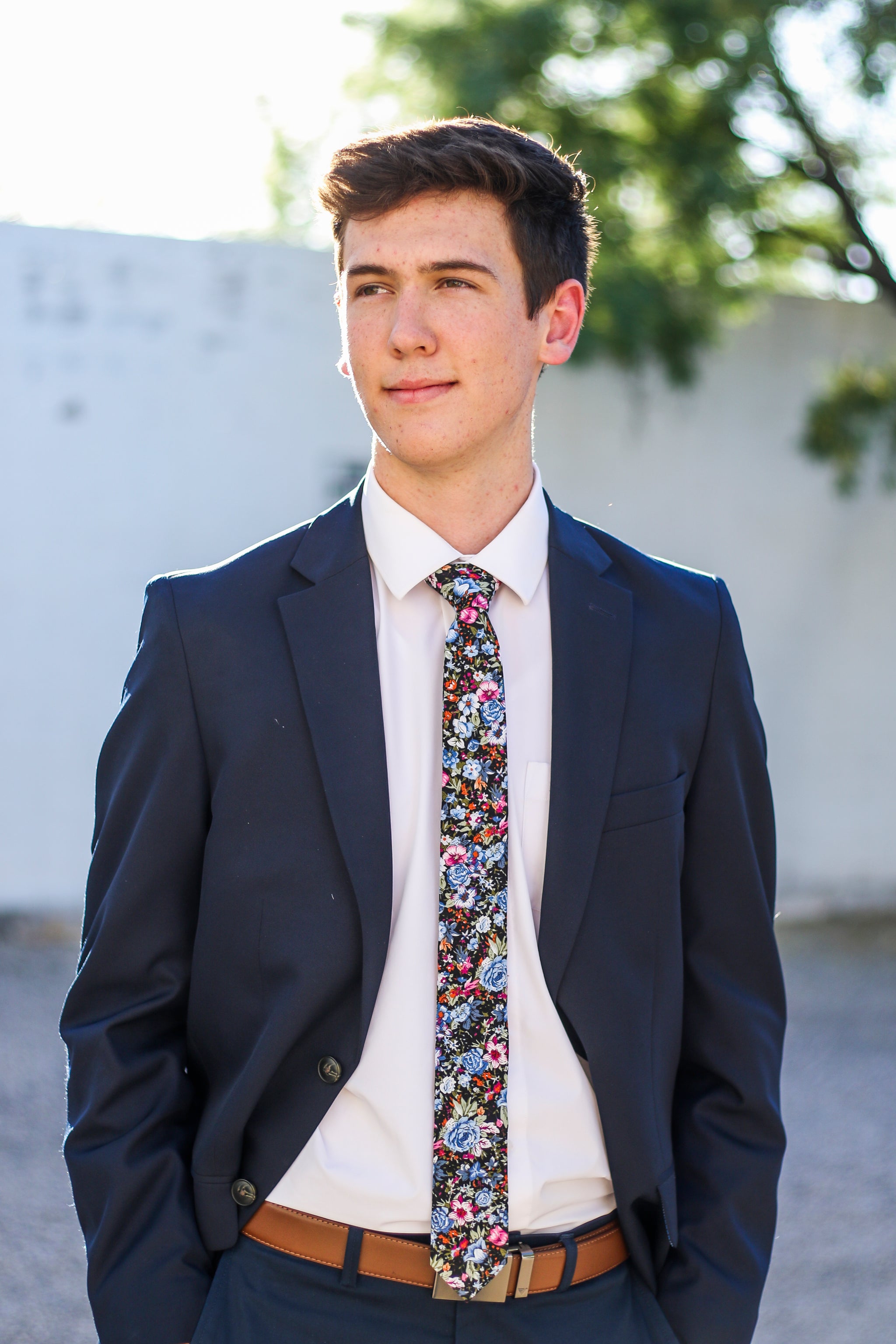 Cochella | Black and Blue Floral Tie – Ty's Ties